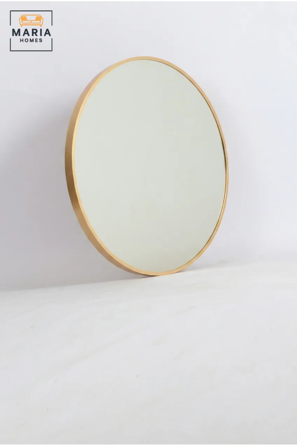 Round Framed Wall Mirror 60 cm with Slim Decorative Border, Modern Circular Mirror for Bathroom, Bedroom, Vanity, Hallway, Living Room and Entryway