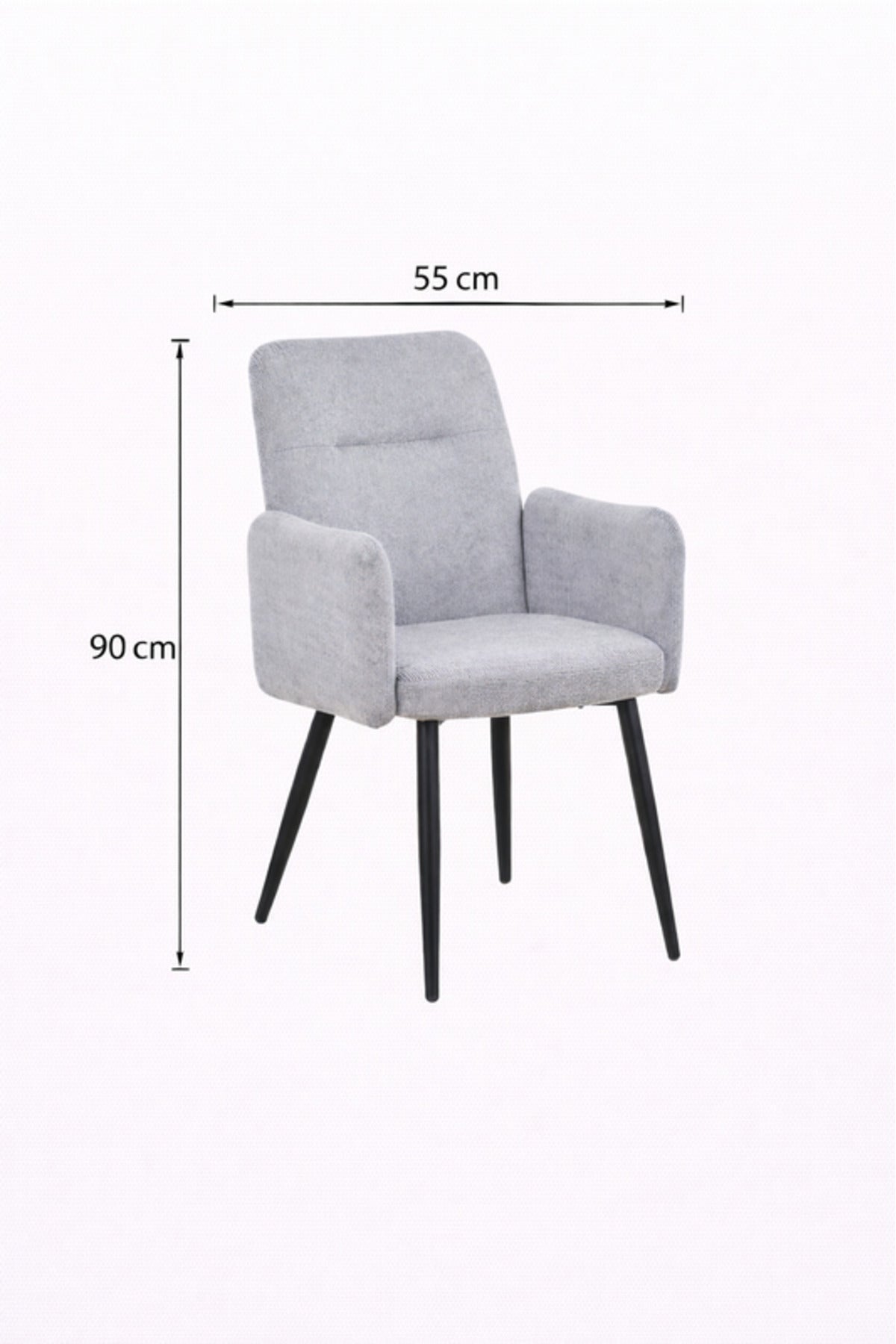 Light Grey Armchair with Black Metal Legs, 90x55x47 CM light grey armchair Dining Room