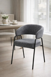 Dark Grey Armchair with Black Metal Legs, 78x47x50 CM dark grey armchair Dining Room