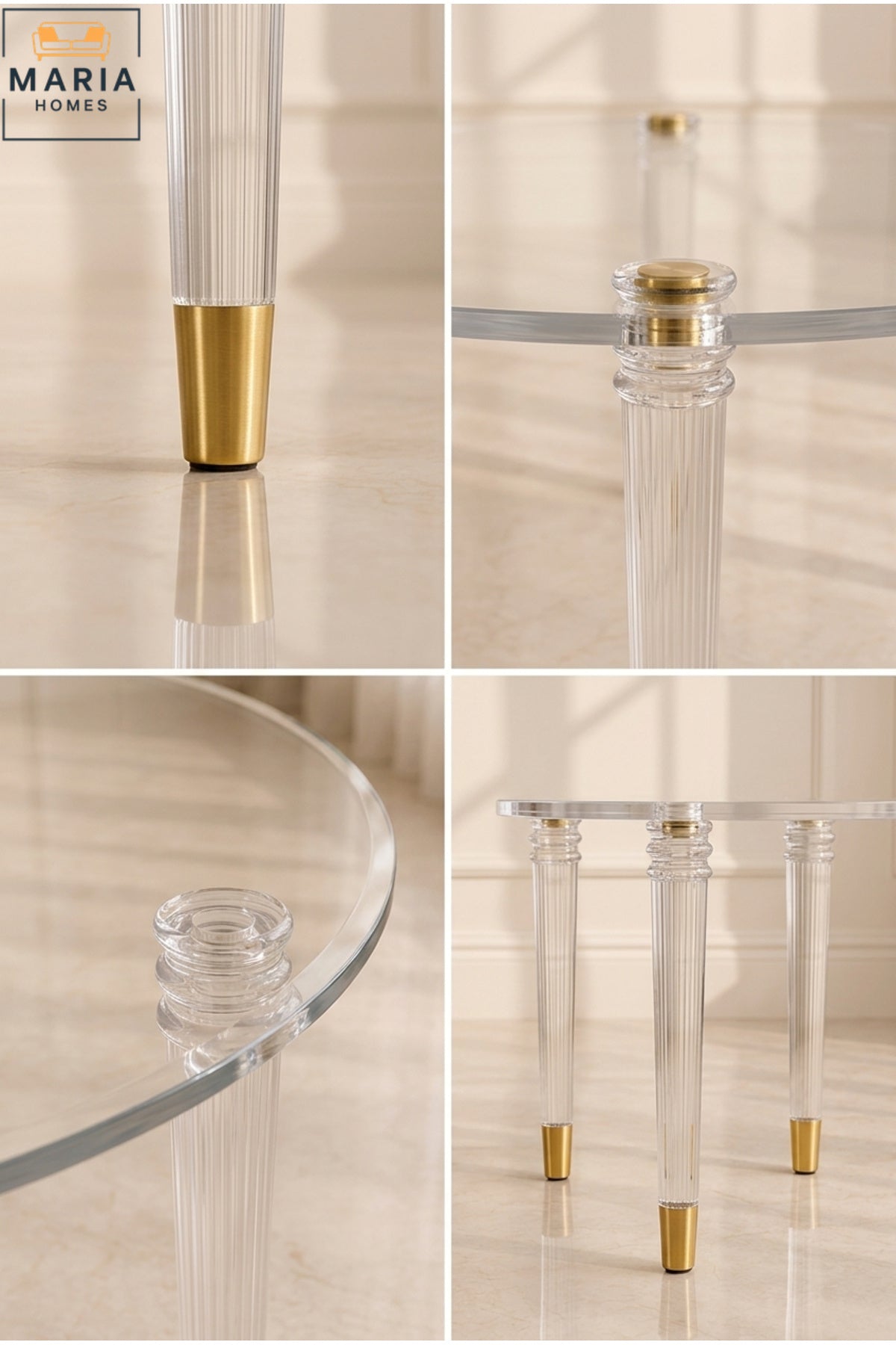 Round Acrylic Center Table Set – Clear 2-Tier Design with Lower Shelf