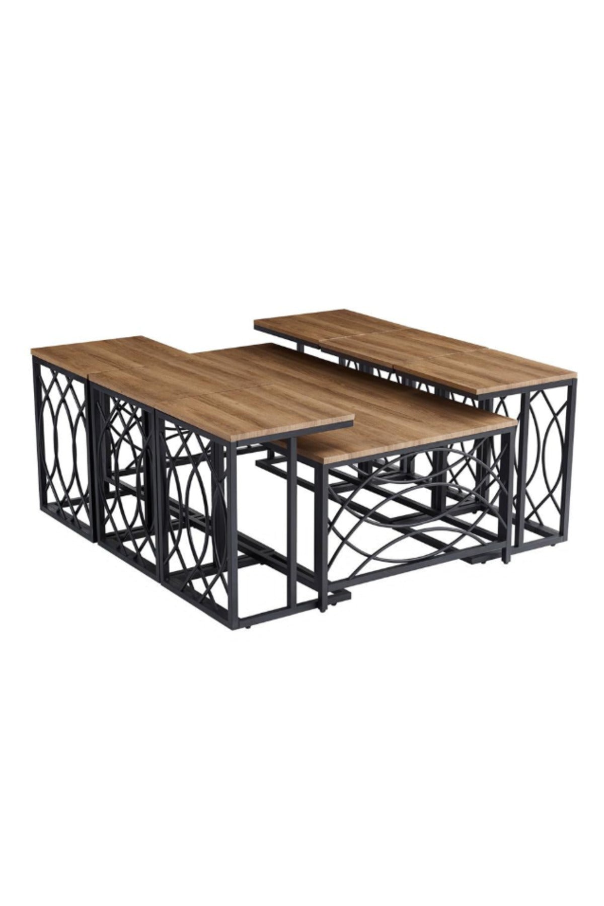 Modern Brown Coffee Table Set with 6 Side Tables 130 _ 70 45 cm modern brown coffee