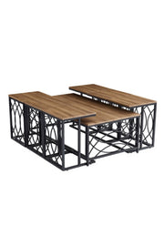 Modern Brown Coffee Table Set with 6 Side Tables 130 _ 70 45 cm modern brown coffee