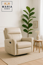 Beige Recliner Chair Ð Swivel & Recline Armchair with Side Pocket for Living Room