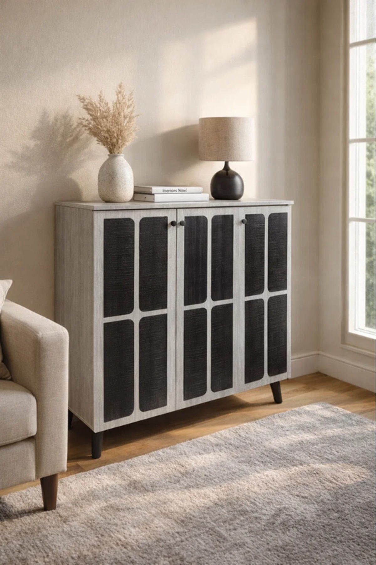 Modern Grey.B Sideboard Cabinet with Textured Doors & Storage