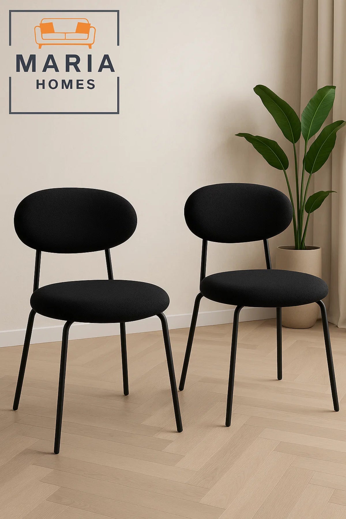 Contemporary Black Fabric Accent Chair with Round Seat Ð Modern Minimalist Design
