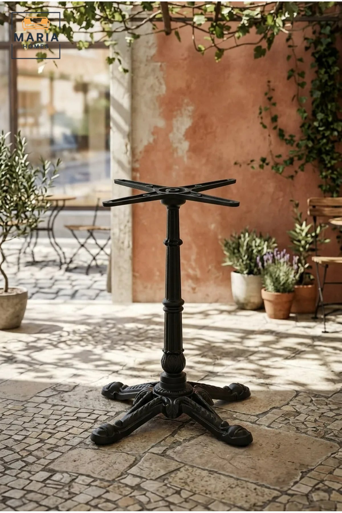 70 cm Ornate Metal Pedestal Table Base with Four-Leg Support and Top Mounting Bracket, Decorative Stand for Café, Bistro and Restaurant Tables