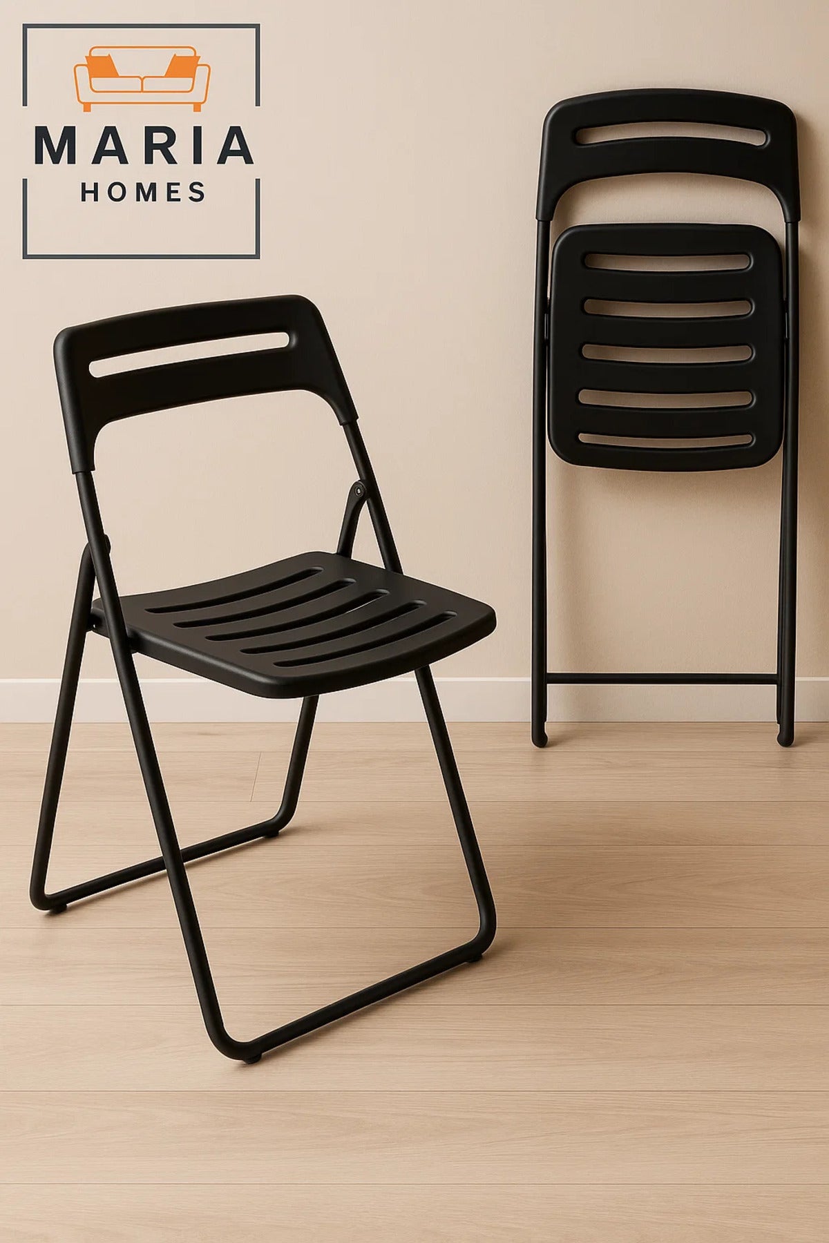 Black Folding Plastic Chair Ð Lightweight & Ventilated Design for Indoor and Outdoor Use