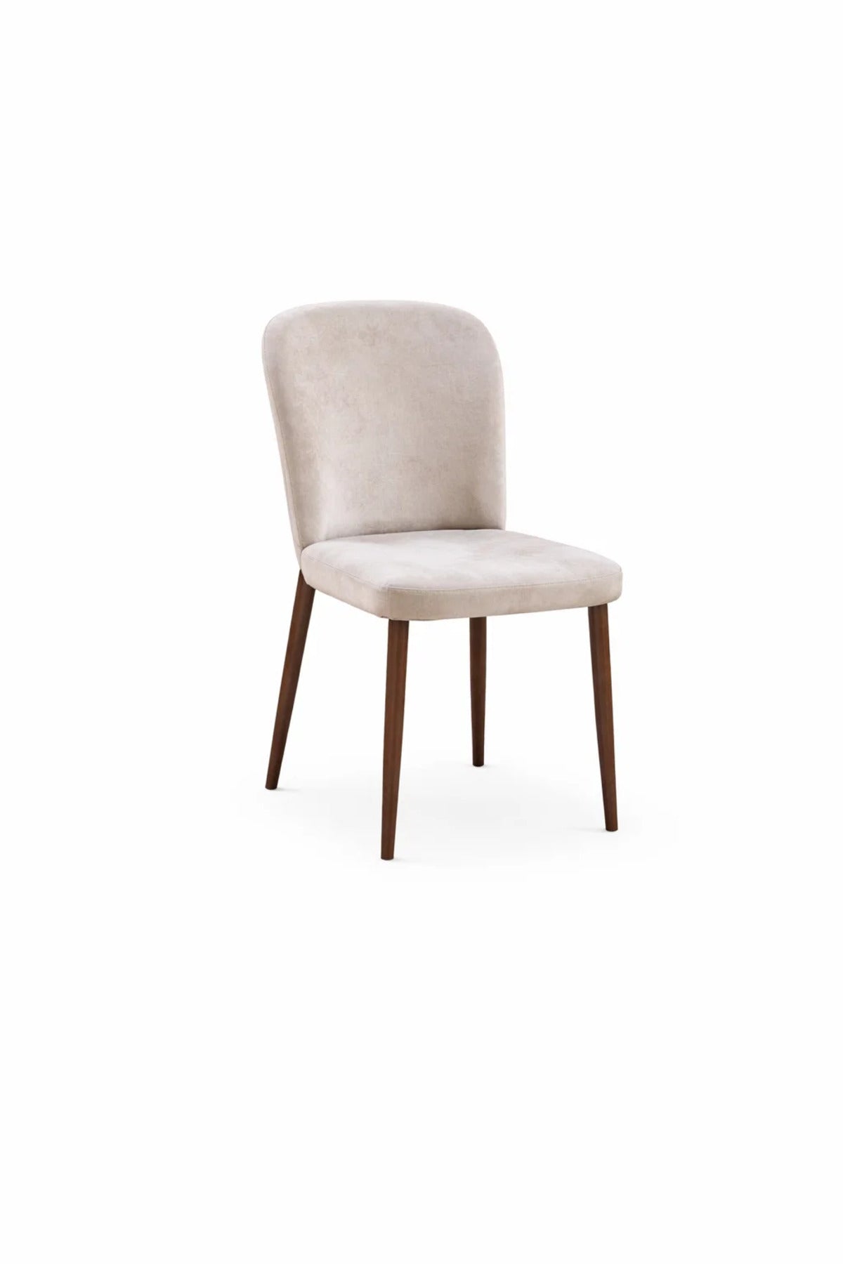 Premium Dark Beige Fabric Dining Chair with Elegant Dark Legs for Stylish Kitchen Dining Area