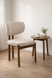 Beige Upholstered Chair with Wooden Legs, 80x49x48 CM beige upholstered chair Kitchen