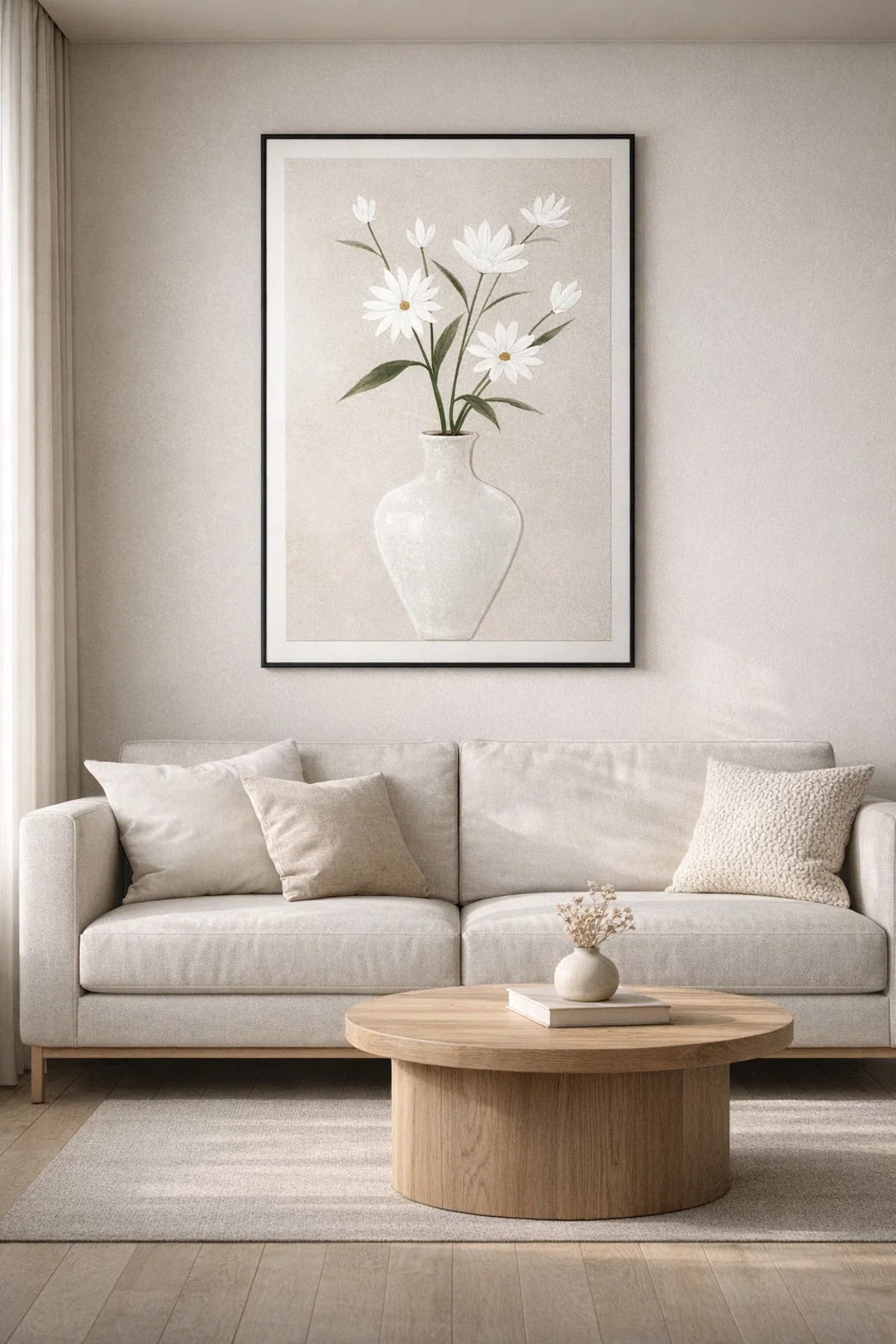 Elegant White Floral Vase Decorative Wall Art Panel for Living Room 120x80cm elegant