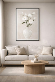 Elegant White Floral Vase Decorative Wall Art Panel for Living Room 120x80cm elegant