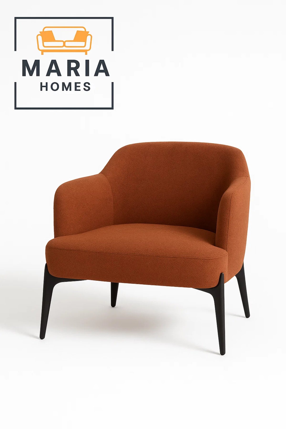 Modern Rust Fabric Armchair with Black Legs