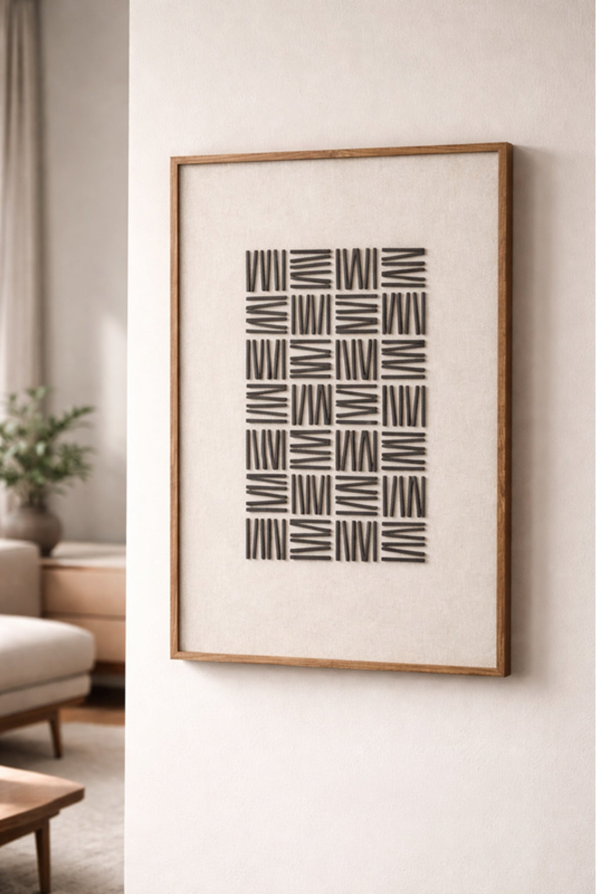 Natural Wood Geometric Wall Art with Wooden Frame Modern Decorative Panel natural wood