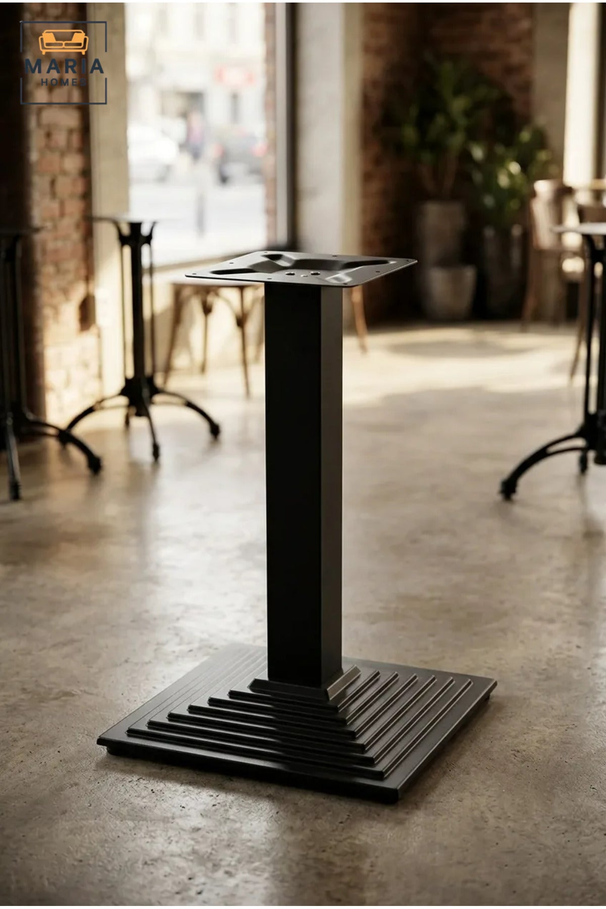 74 cm Metal Pedestal Table Base with Square Floor Plate and Top Mounting Bracket, Heavy-Duty Support Stand for Dining, Café and Restaurant Tables