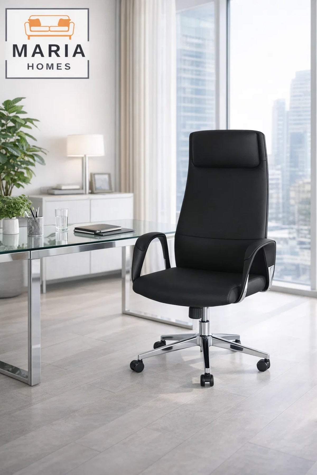 Black Executive Office Chair with Wheels Ð Ergonomic High Back Computer Chair