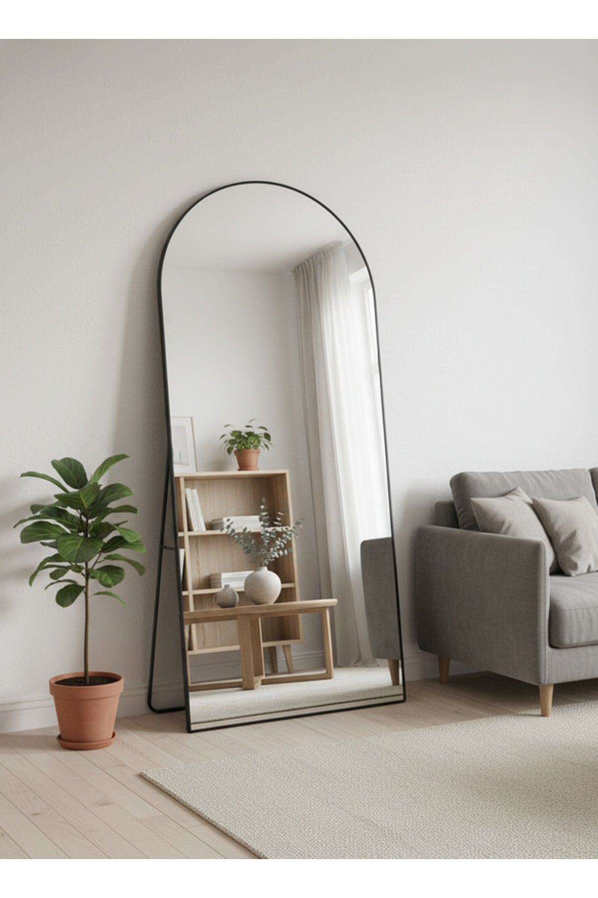 Black Arch Standing Floor Mirror 180x80cm Full Length Bedroom black arch standing