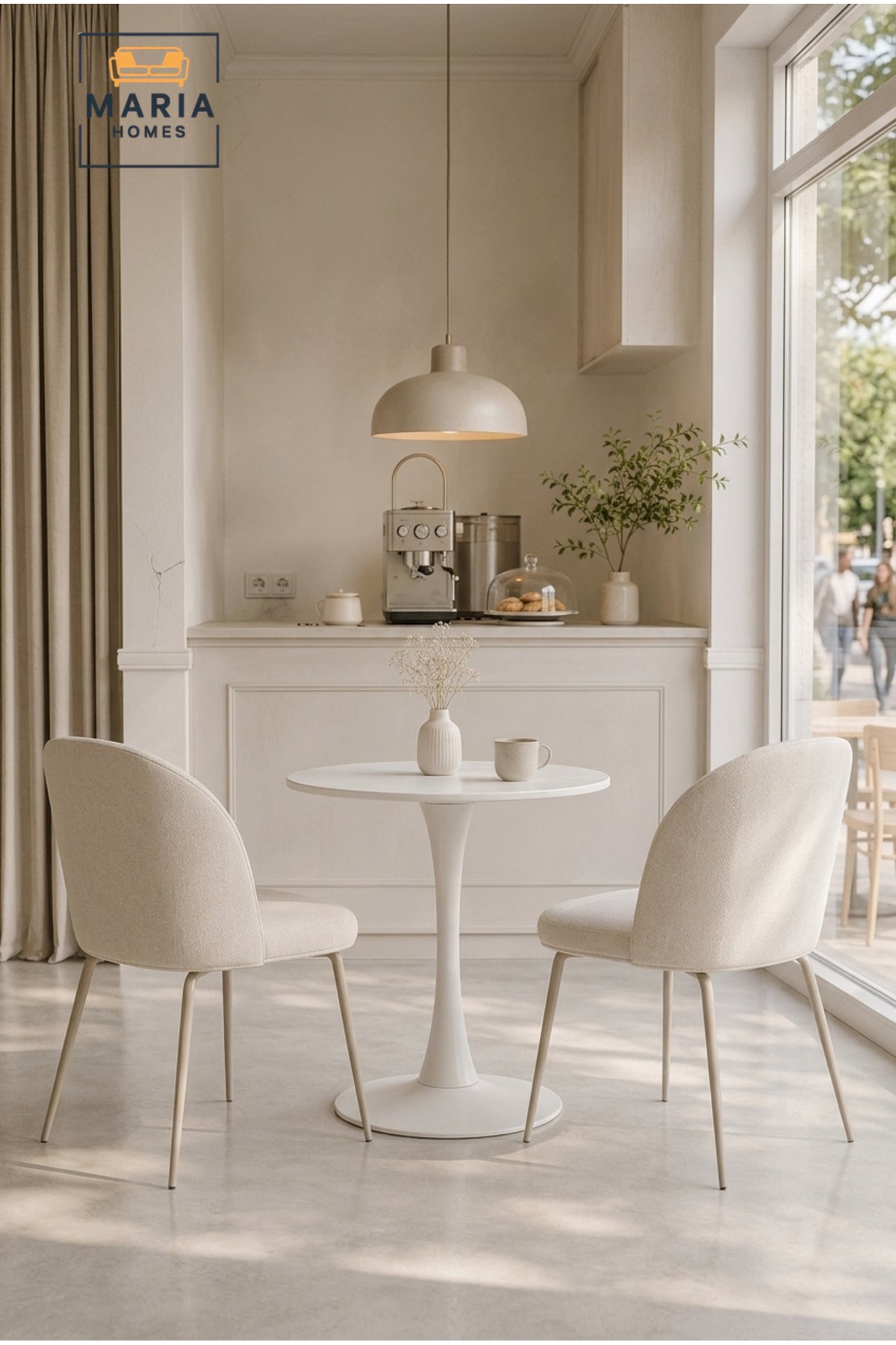 Modern Round Café Table Pedestal Dining Table Bistro Table for Coffee Shop Restaurant White