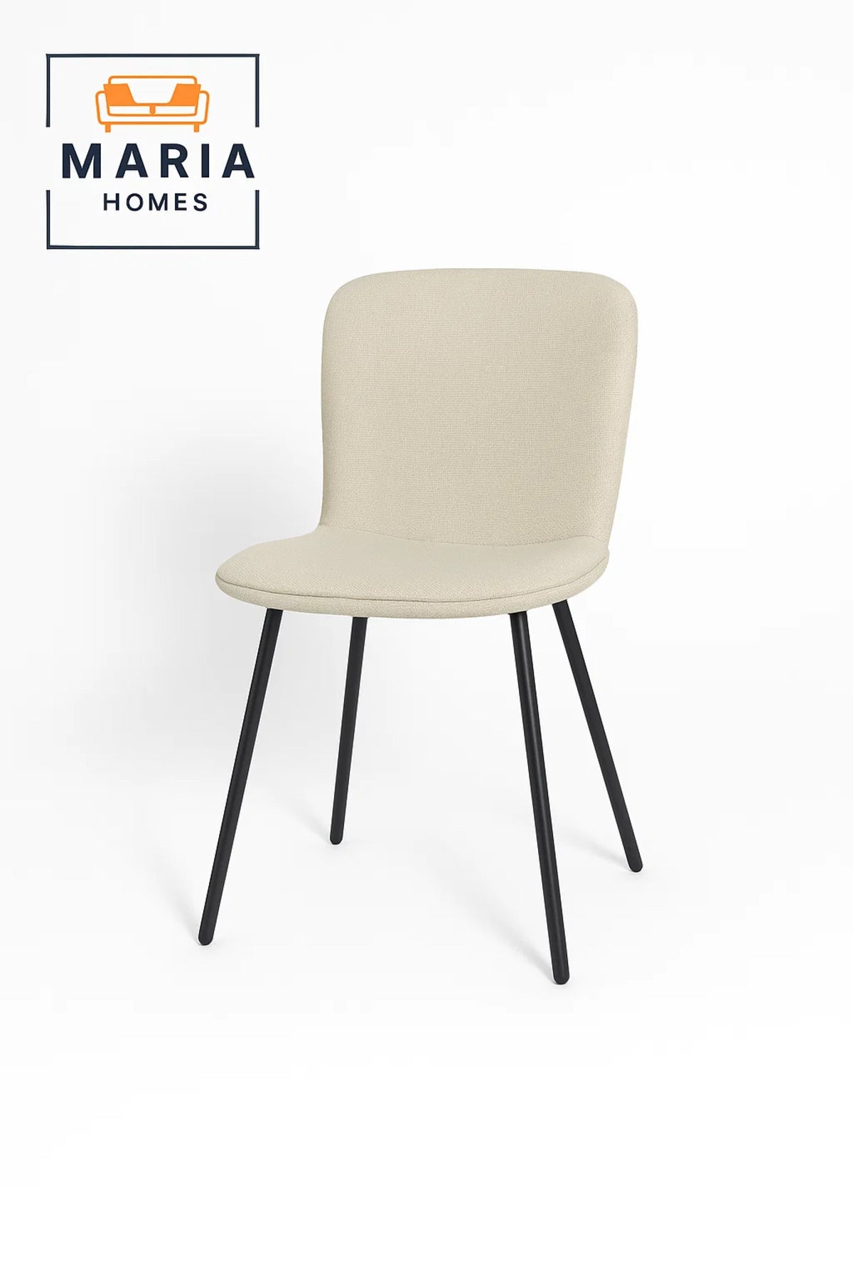 Cream Upholstered Dining Chair with Metal Legs
