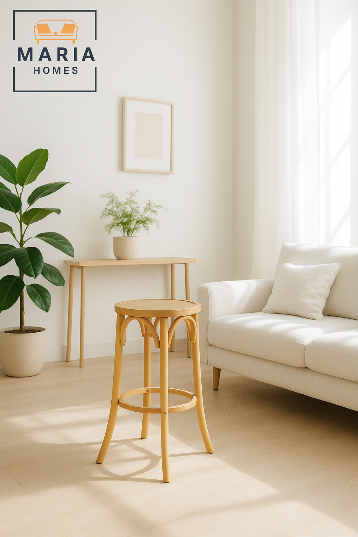 Modern Wooden Coffee Table | Natural Round Living Room Center Table