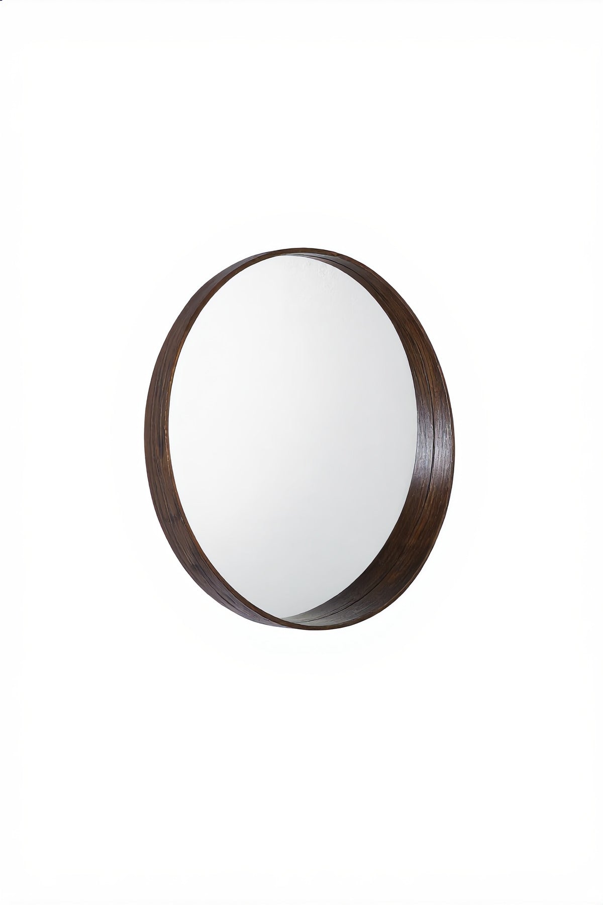 Premium Round Wood Frame Wall Mirror 80cm M51 Brown Modern Home Decor for Entryway Bathroom Vanity