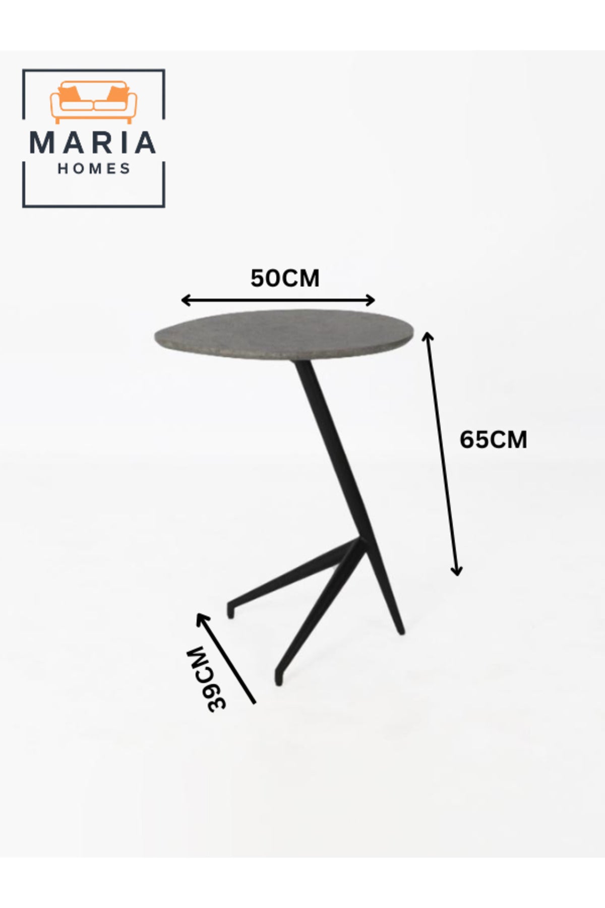 Gray Side Table Ð Modern Accent Coffee Table with Unique Base 50_39_65 cm