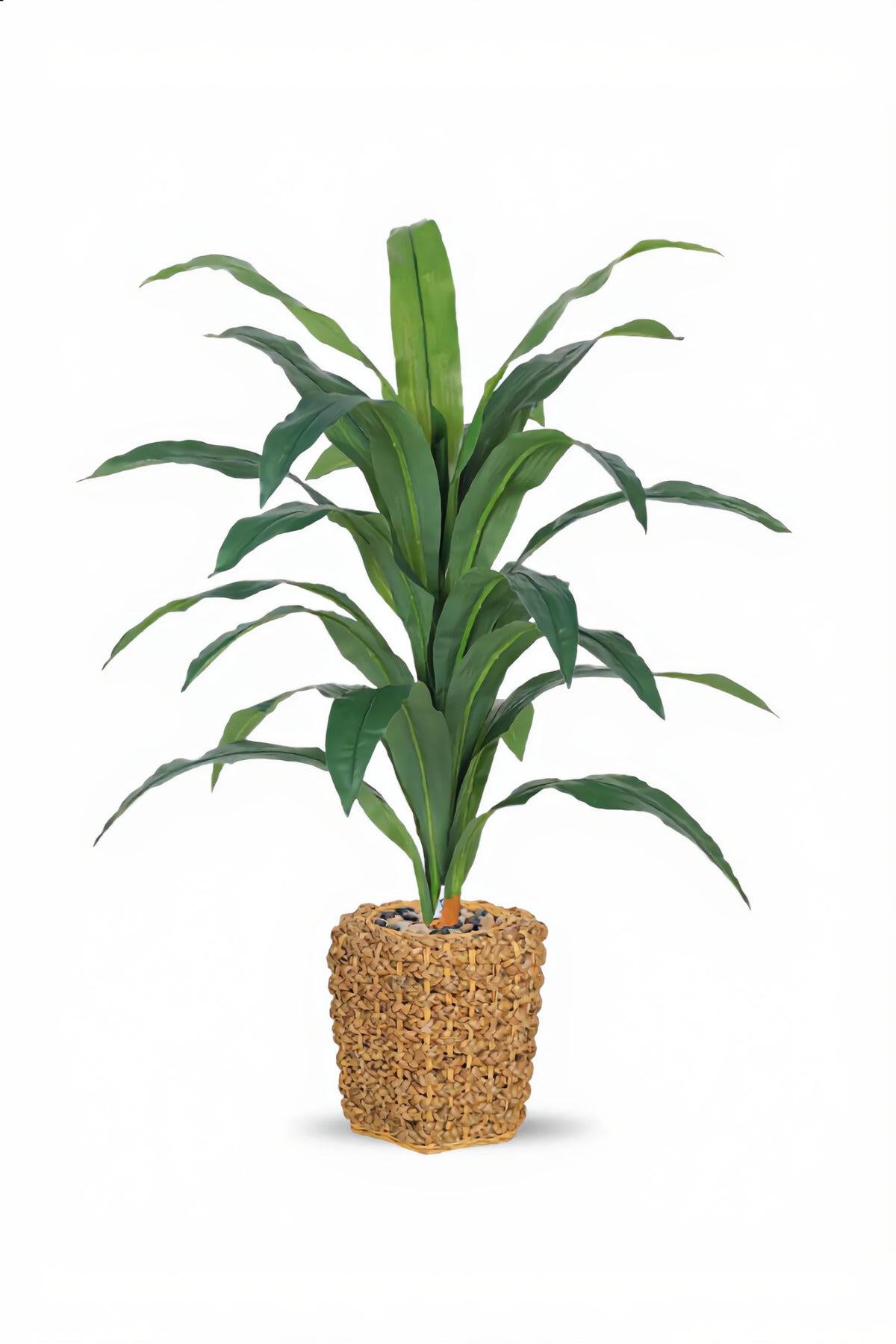 Artificial Light Corn Plant 115 cm Decorative Green Plant with Small Woven Basket Pot for home