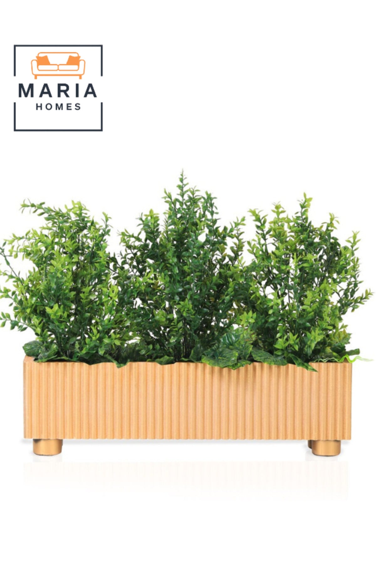 Artificial Green Plant 60_60 cm Ð Decorative Indoor Plant with Natural Striped Wooden Pot for home