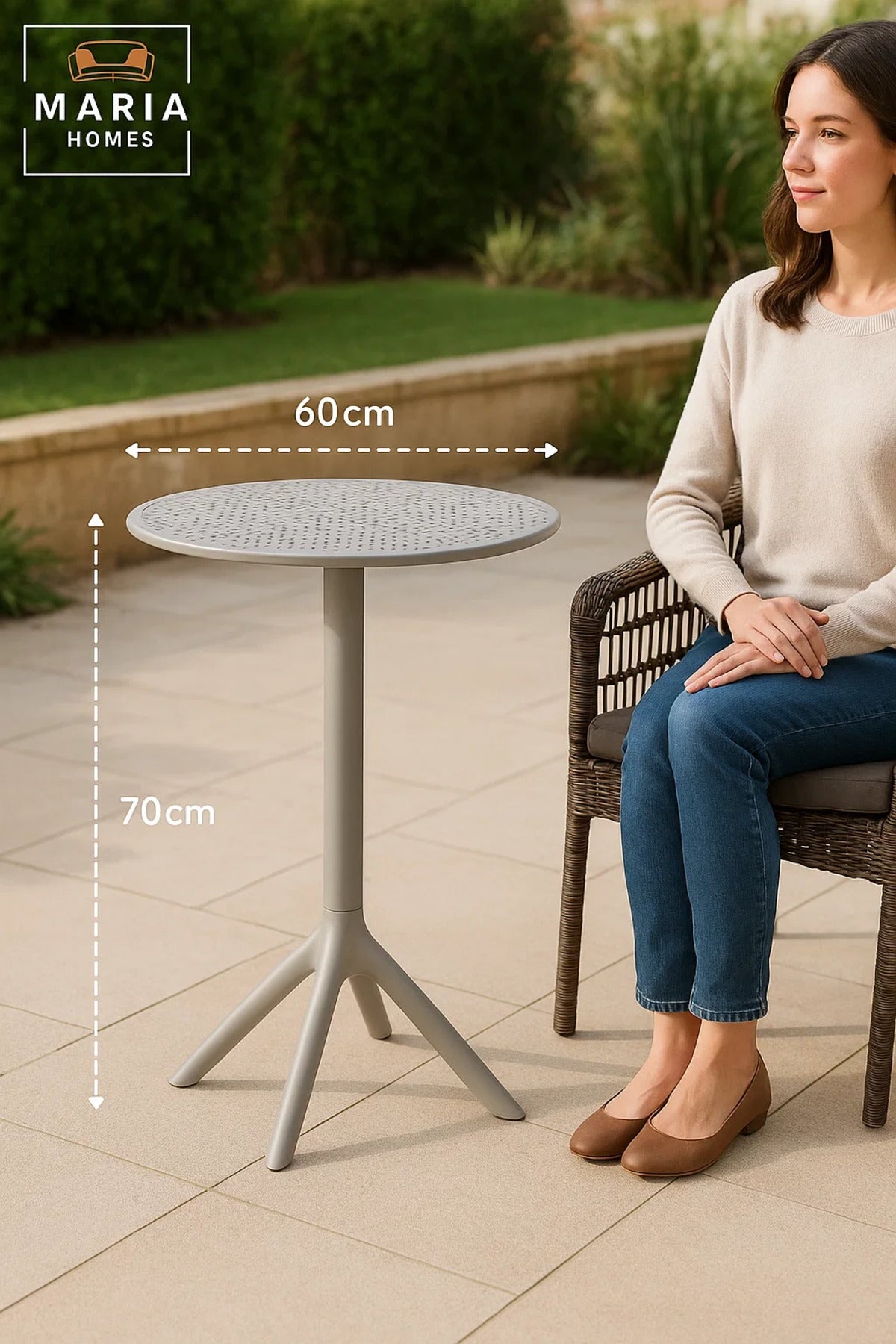 Modern Round Outdoor Plastic Bistro Table Ð Grey
