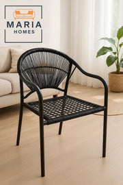 Modern Black Rope Woven Outdoor Chair Ð Sleek and Weather-Resistant Seating