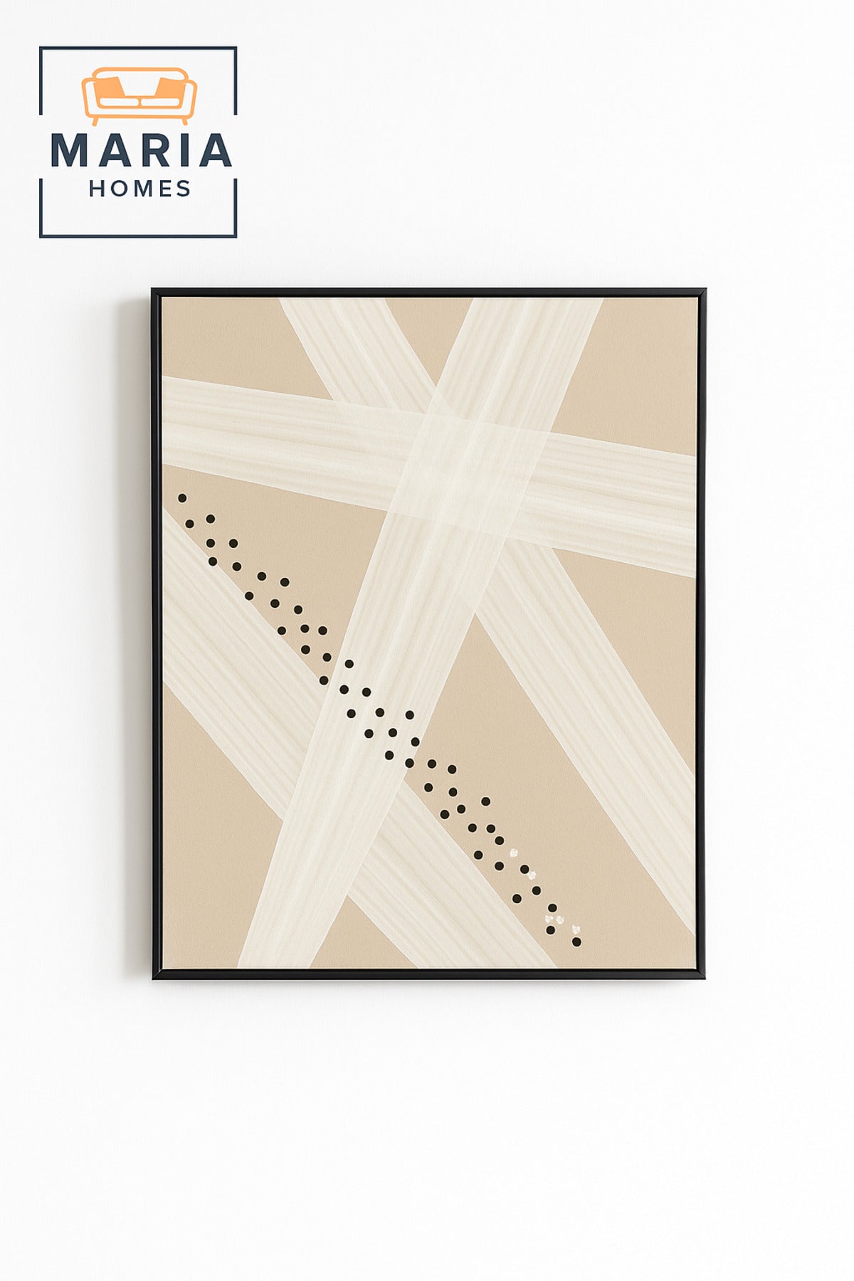 Large Abstract White & Beige Geometric Wall Art Ð Framed Canvas 120_80 cm