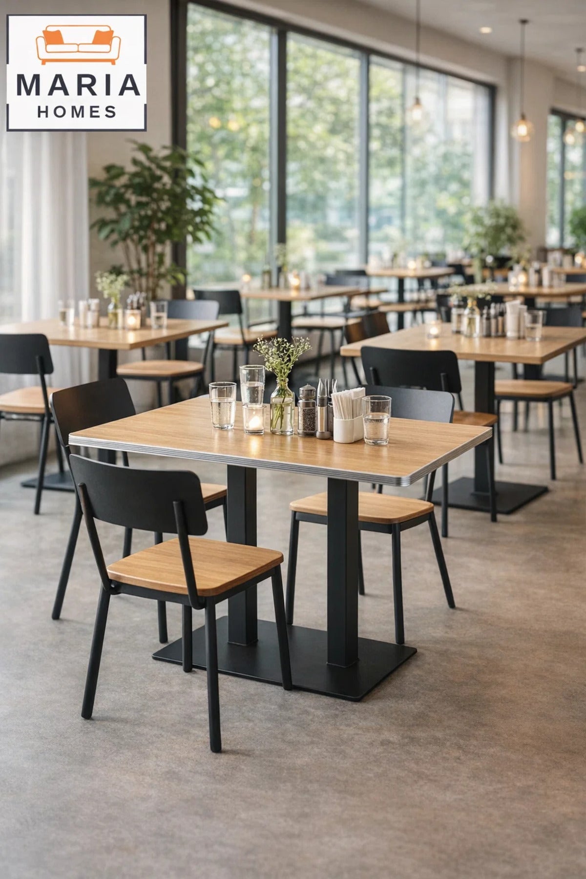 Wooden Dining Table 120_70_74 cm Ð Modern Rectangular Table with Black Metal Base