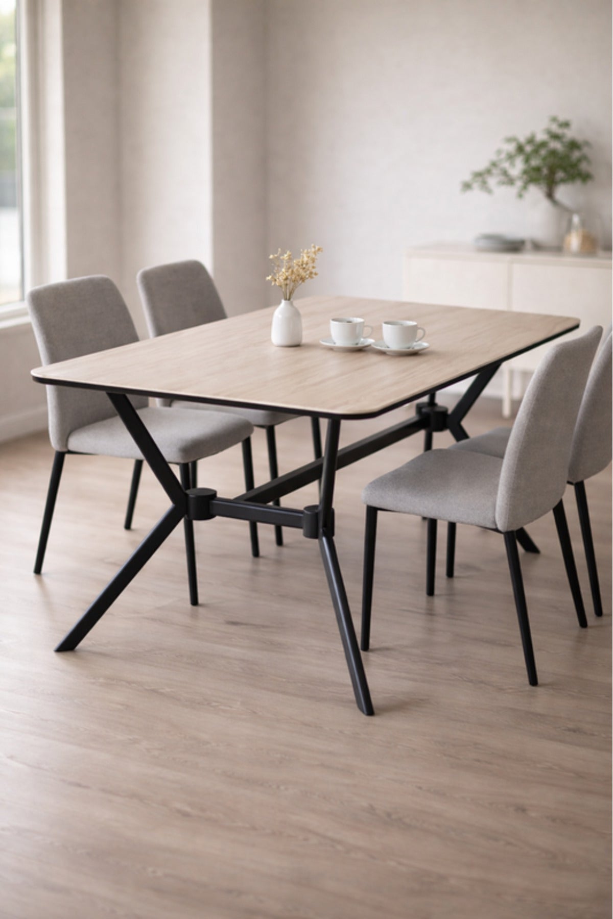 Modern Black and Grey Side Table, 130x80x75 CM modern black Dinner Table