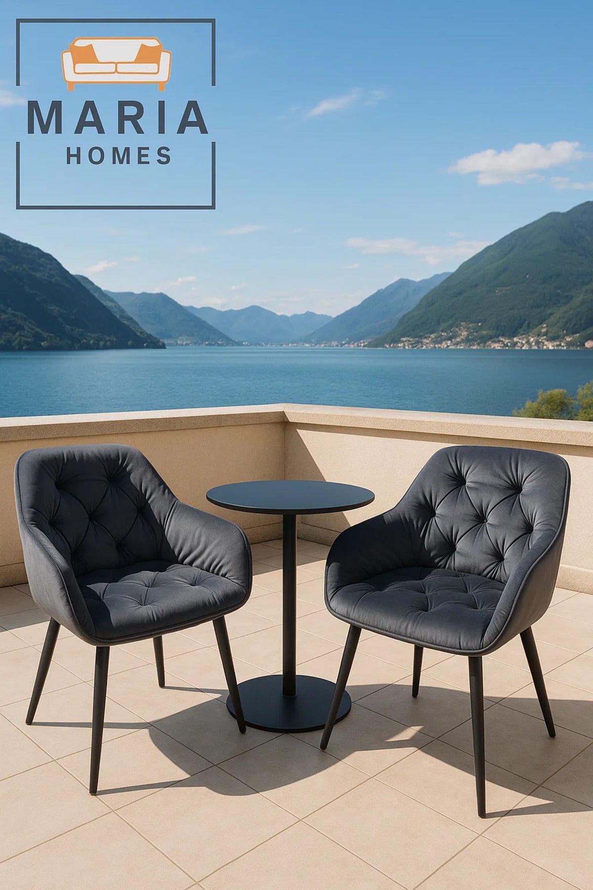 Dark Grey Velvet Tufted Armchair Ð Upholstered Lounge Chair with Black Legs for Home or Office Use