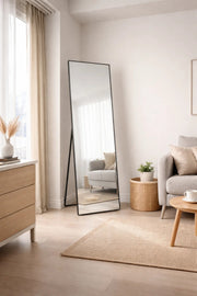 Elegant Black Frame Standing Full Body Mirror 160x50cm Modern Dressing Room Floor Decor Mirror