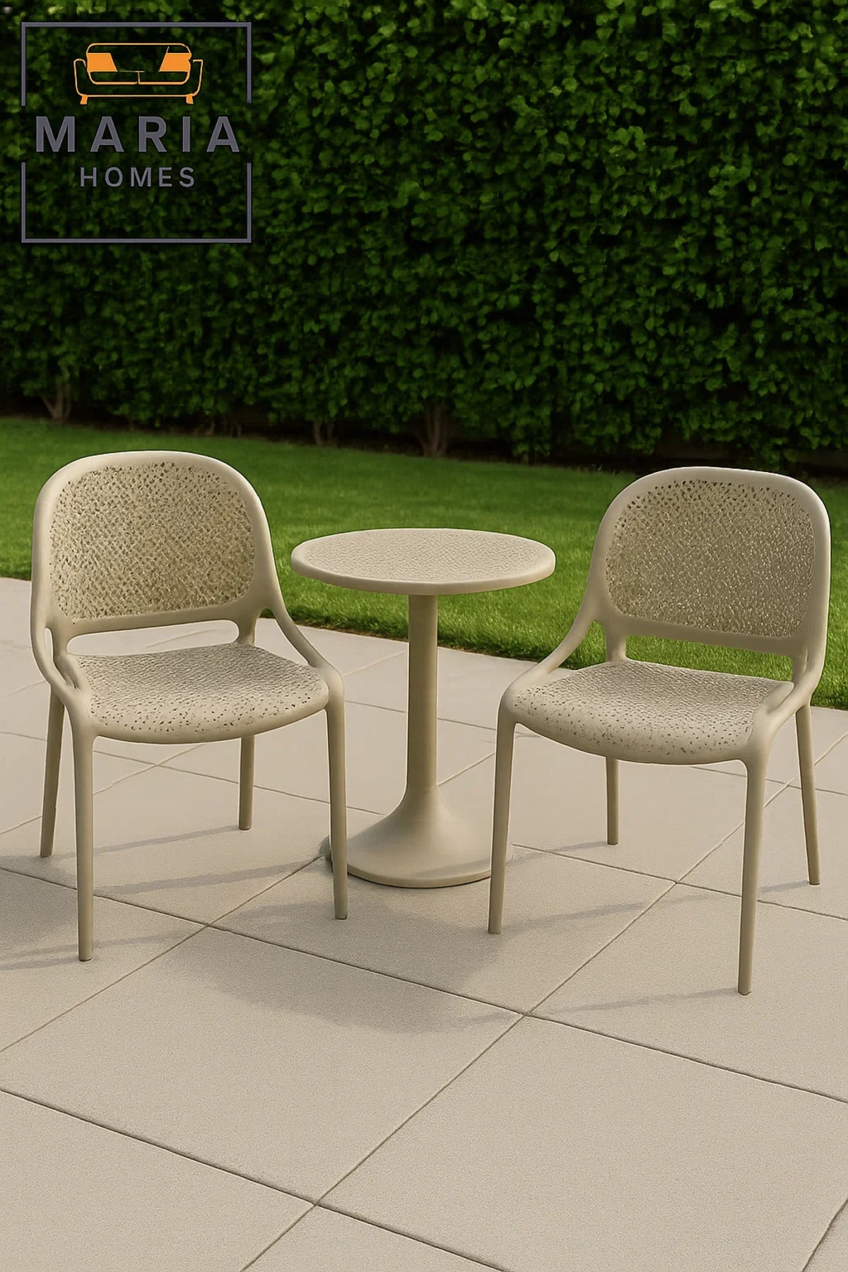 Beige Ventilated Plastic Armchair Ð Modern Perforated Chair for Indoor, Outdoor, or CafŽ Seating