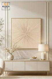 Modern Beige Sunburst Framed Wall Art √ê Minimalist Textured Abstract Painting for Living Room, Bedroom & Office D≈Ωcor