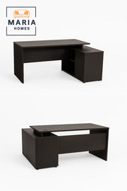 Black Office Desk with Side Storage and Cable Ports-size160*70CM