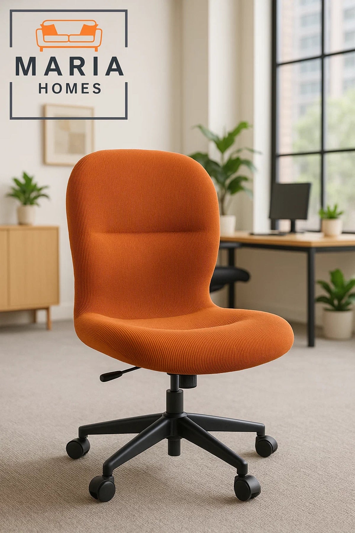 Ergonomic Orange Fabric Office Chair with Wheels Ð Swivel Desk Chair for Home and Workspaces