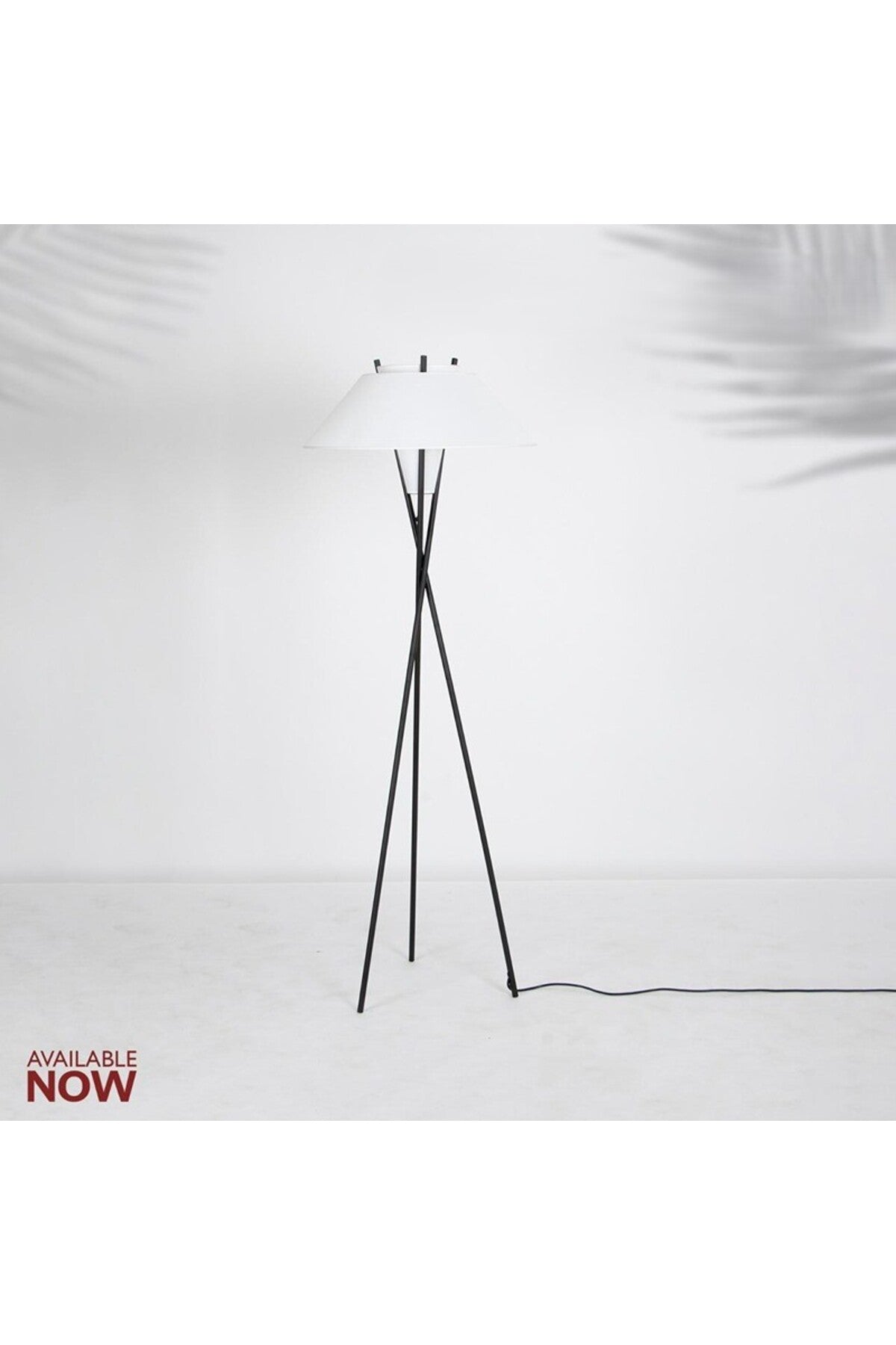 Modern Tripod Floor Lamp with White Cone Shade