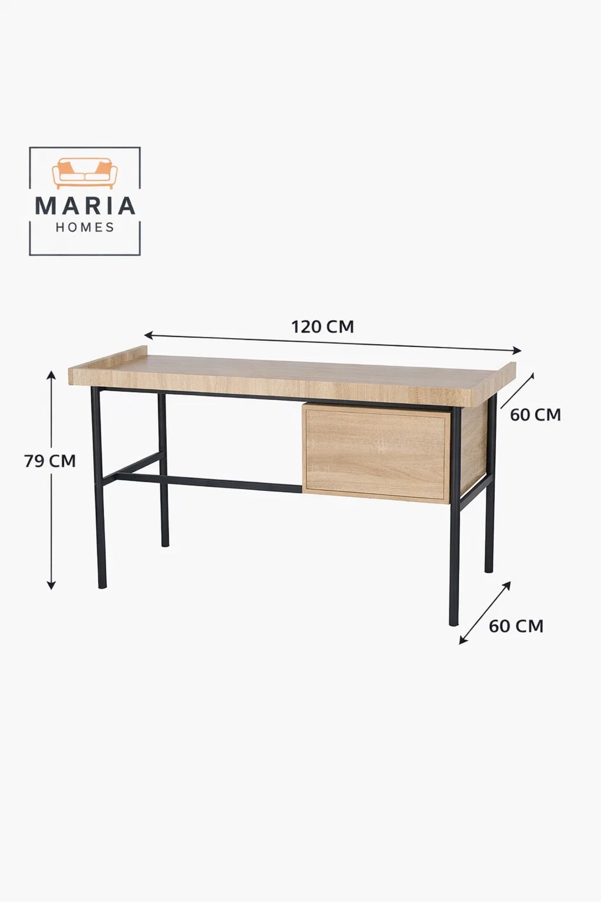 Light Wood Office Desk 120_60_79 cm √ê Modern Work Desk with Storage Drawers