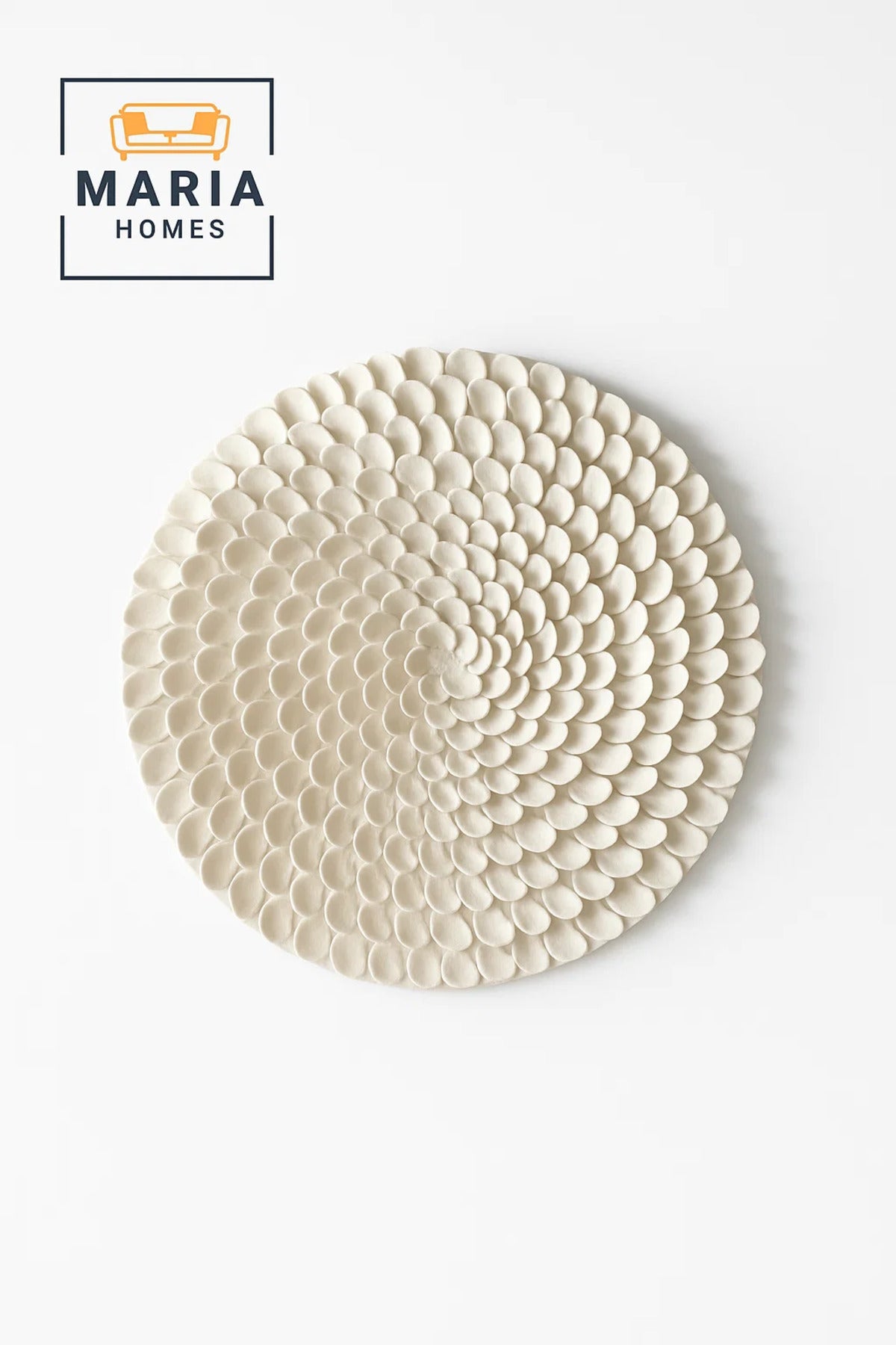 Round 3D White Petal Wall Art with Layered Textured Design-size100*100 CM