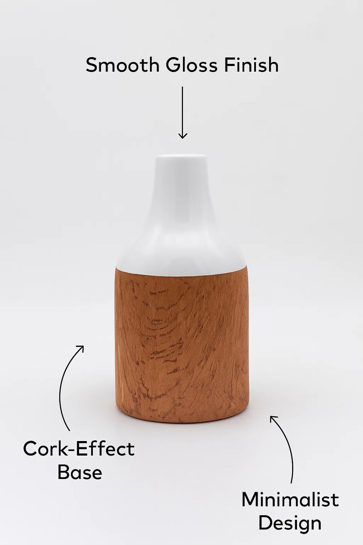White and Cork Effect Ceramic Vase Ð Modern Minimalist Decorative Flower Pot for Home and Office