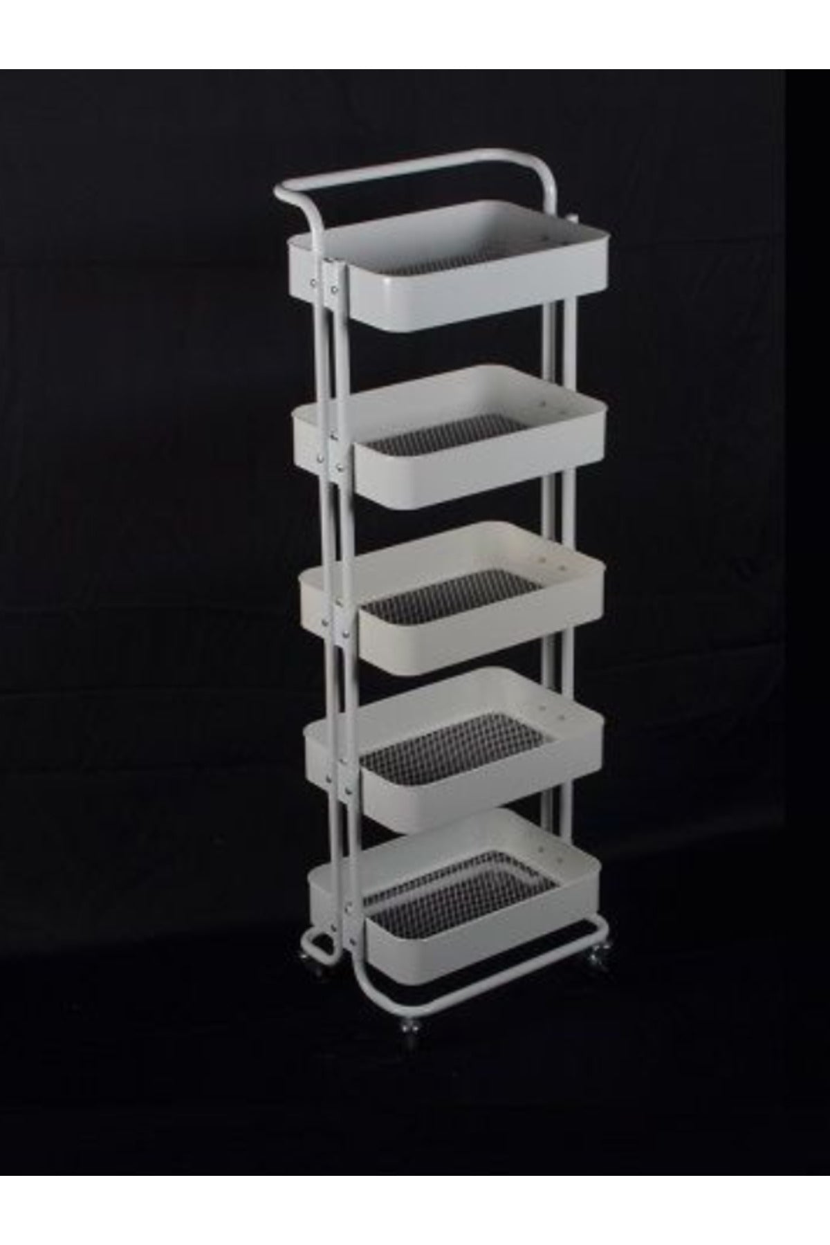 5-Layer White Metal Storage Trolley with Wheels Ð Tall Multi-Purpose Organizer Cart