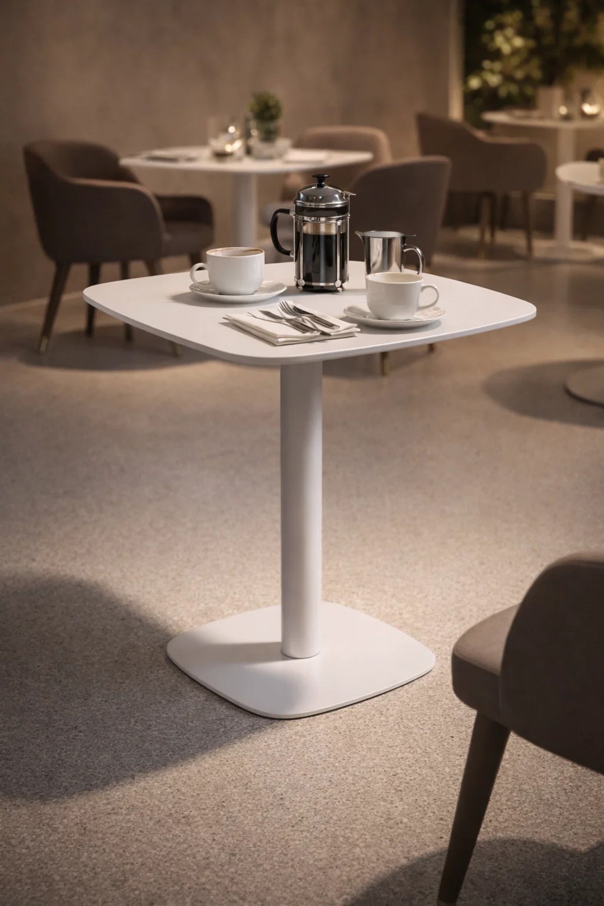 Premium White Square Bistro Table 70x70cm Modern Wooden Dining Furniture for Home Cafe Kitchen