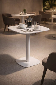 Premium White Square Bistro Table 70x70cm Modern Wooden Dining Furniture for Home Cafe Kitchen