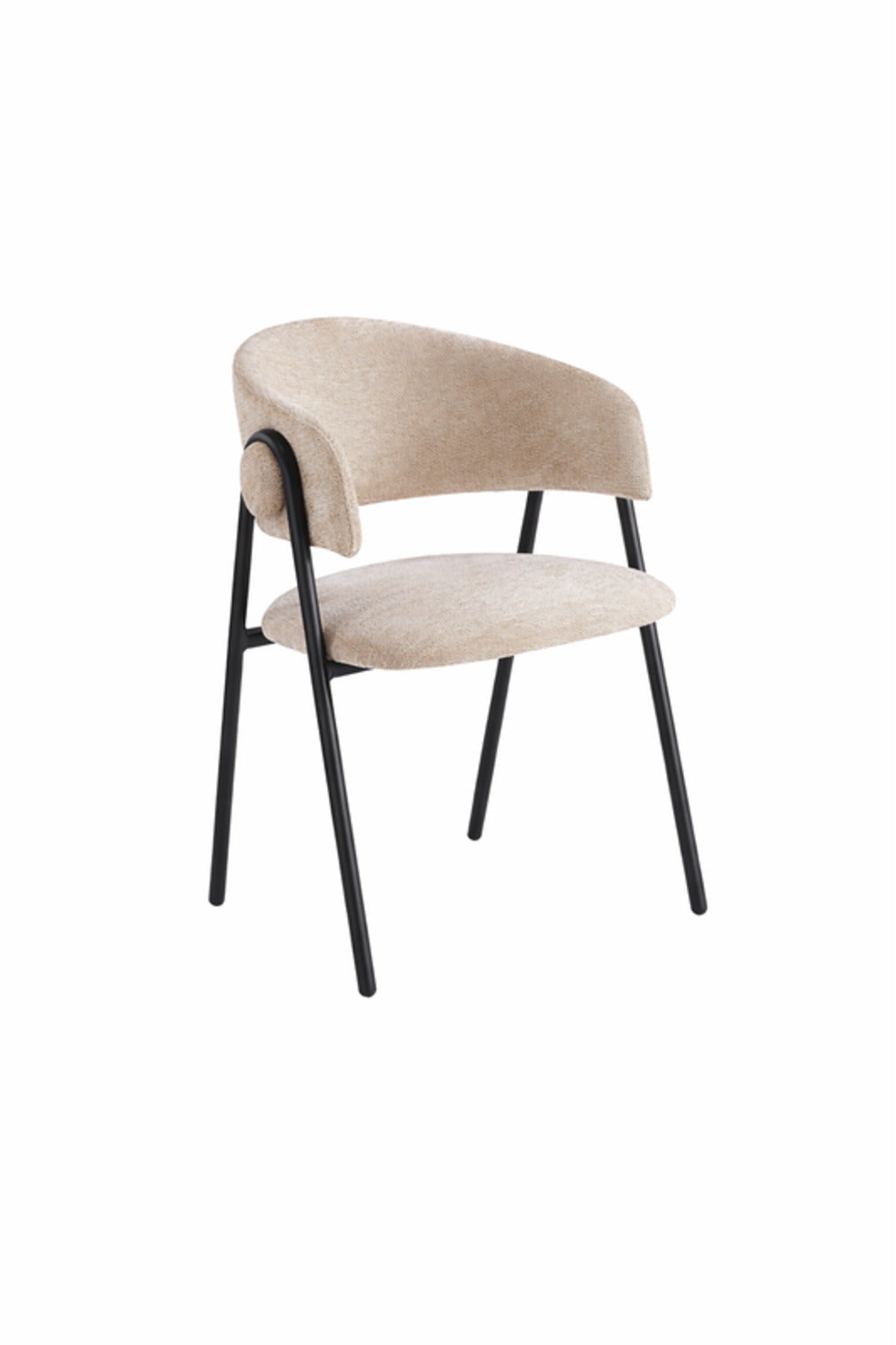 Beige Armchair with Black Metal Legs, 80x45x49 CM beige armchair Dining Room Chair