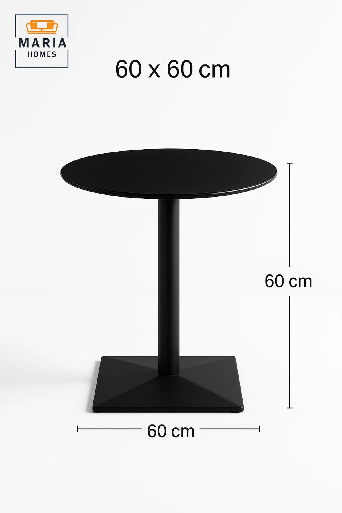 Round Black Dining Table √ê Modern Caf≈Ω, Restaurant, Office & Home Metal Furniture Use 60_60 cm