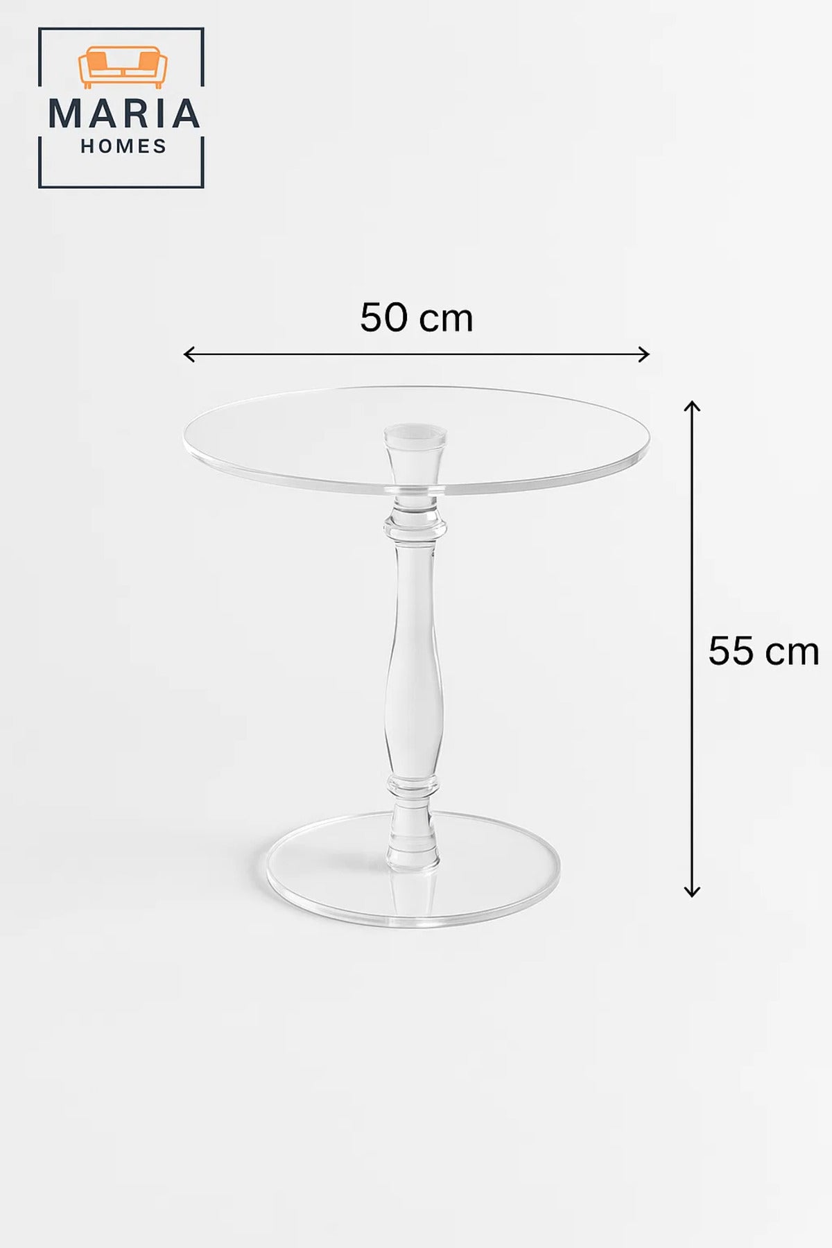 Elegant Acrylic Round Side Table 50_50_55 cm √ê Clear Modern Crystal Style Accent Table