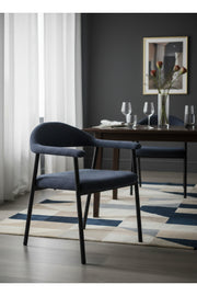 Navy Blue Boucle Accent Chair with Metal Legs Modern Design for Living Room Dining Bedroom