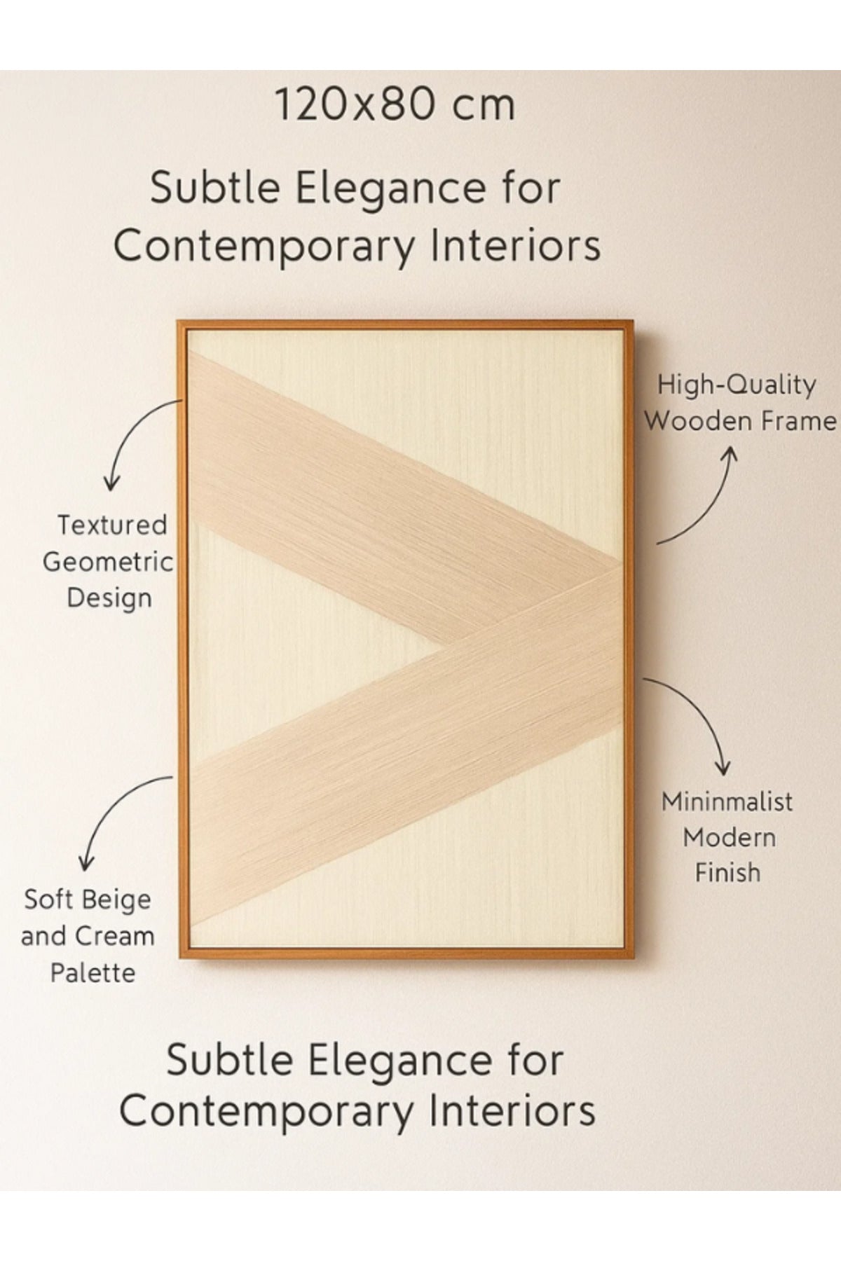 Modern Abstract Wall Art Ð 120_80 cm Beige and Cream Geometric Framed Canvas DŽcor